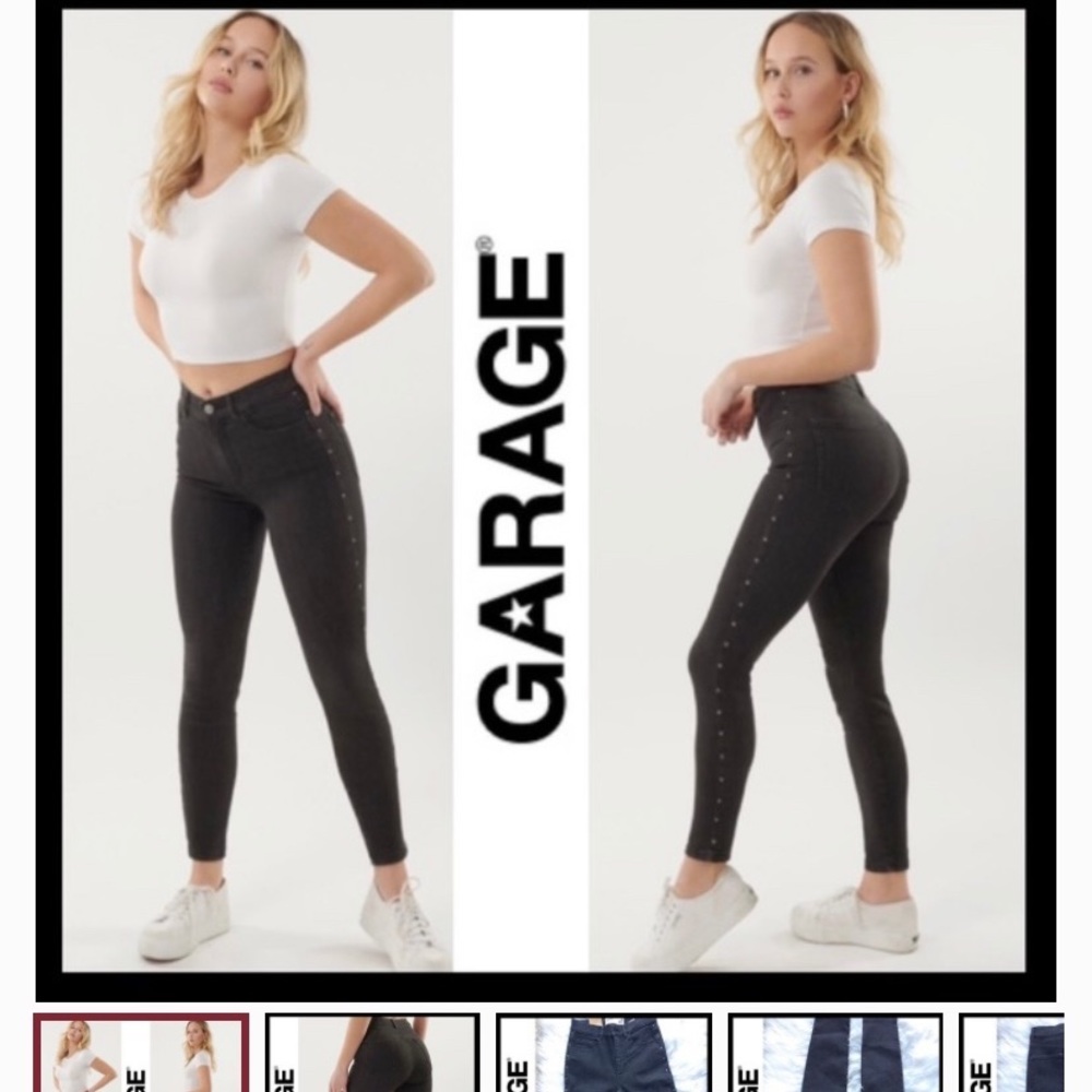 Garage high rise black studded jeans.